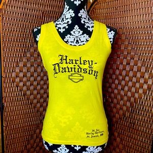 Yellow Harley Davidson studded tank top size small